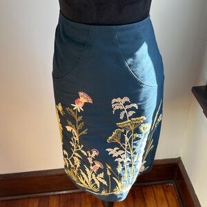 Brooks Brothers Teal Skirt with Floral Embroidery